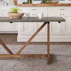 Mesa de comedor rústica con caballete de madera maciza de 72 pulgadas