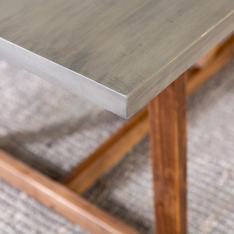 Mesa de comedor rústica con caballete de madera maciza de 72 pulgadas