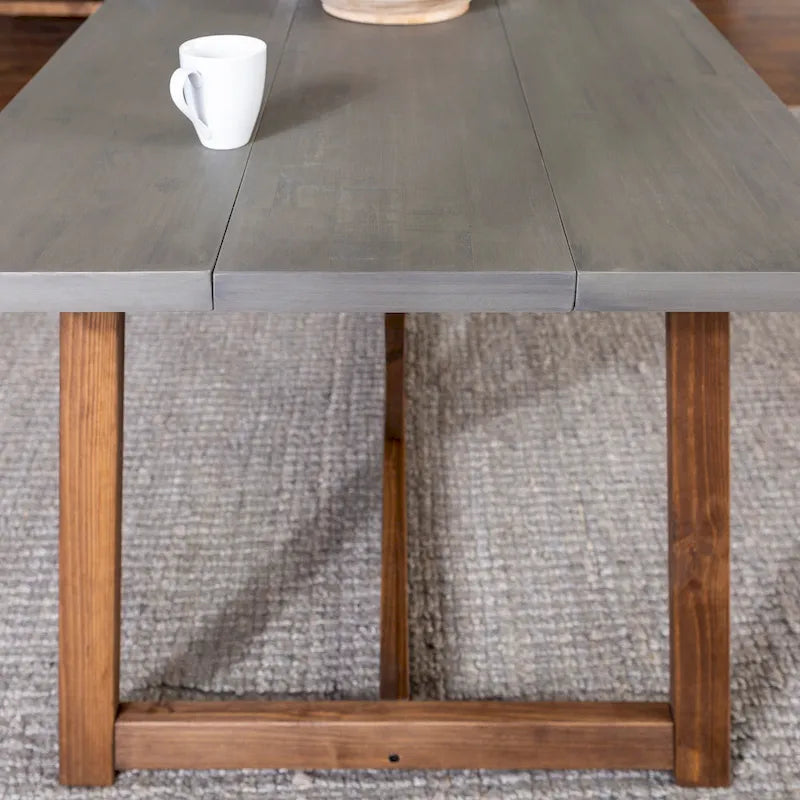 Mesa de comedor rústica con caballete de madera maciza de 72 pulgadas