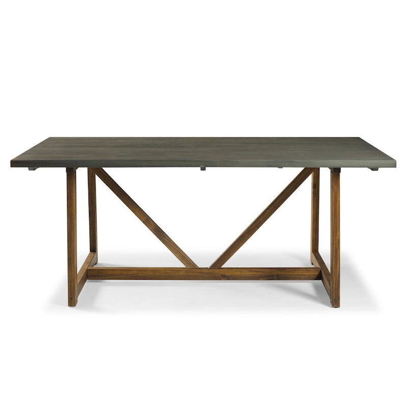 Mesa de comedor rústica con caballete de madera maciza de 72 pulgadas