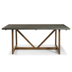 Mesa de comedor rústica con caballete de madera maciza de 72 pulgadas