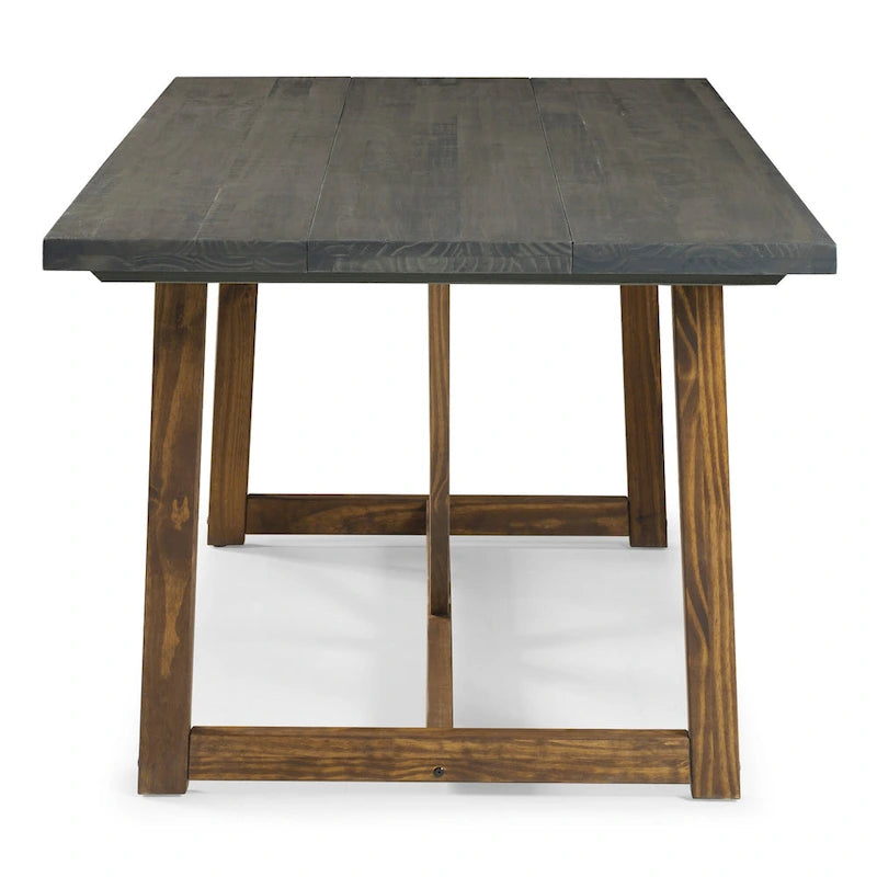 Mesa de comedor rústica con caballete de madera maciza de 72 pulgadas