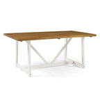 Mesa de comedor rústica con caballete de madera maciza de 72 pulgadas