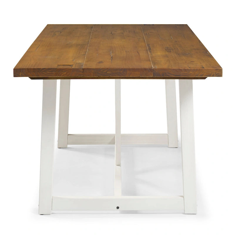 Mesa de comedor rústica con caballete de madera maciza de 72 pulgadas