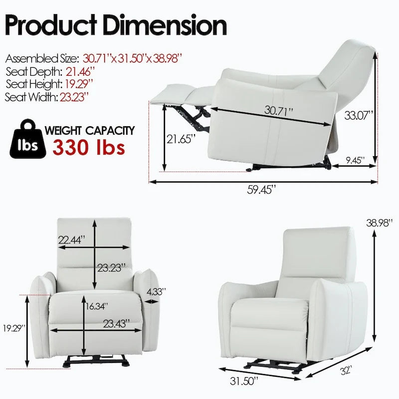 Sillón reclinable eléctrico, Sillón reclinable eléctrico pequeño para sala de estar, Sillón reclinable eléctrico para espacios pequeños, Sofá reclinable