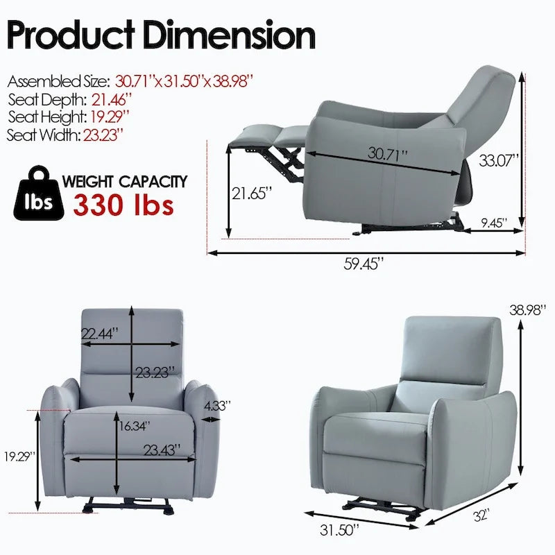 Sillón reclinable eléctrico, Sillón reclinable eléctrico pequeño para sala de estar, Sillón reclinable eléctrico para espacios pequeños, Sofá reclinable