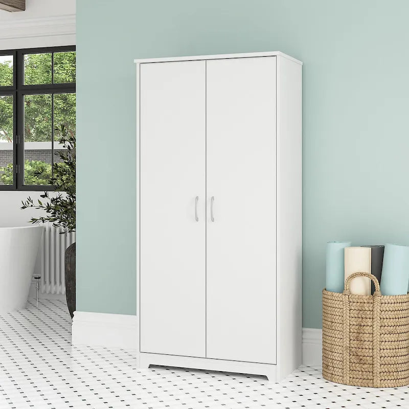 Cabot Tall Bathroom Storage Cabinet with Doors by 