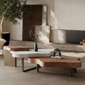 Mesa de centro moderna y elegante de madera maciza con forma de nube, juego de 3 mesas nido