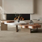 Mesa de centro moderna y elegante de madera maciza con forma de nube, juego de 3 mesas nido