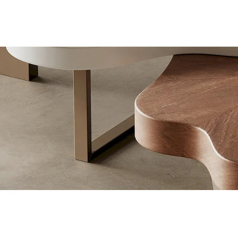 Mesa de centro moderna y elegante de madera maciza con forma de nube, juego de 3 mesas nido