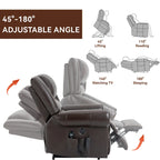 Sillón reclinable elevador eléctrico de piel auténtica con masaje y calor lumbar, puertos USB