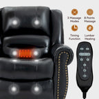 Sillón reclinable elevador eléctrico de piel auténtica con masaje y calor lumbar, puertos USB