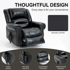 Sillón reclinable elevador eléctrico de piel auténtica con masaje y calor lumbar, puertos USB
