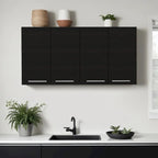  47 Black Wood Wall Mounted Accent Cabinet With Four Doors