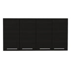 47 Armario decorativo de pared de madera negra con cuatro puertas
