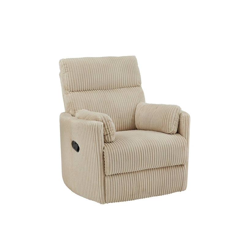 Sillón Reclinable Giratorio y Planeador Manual de Pana de Peluche