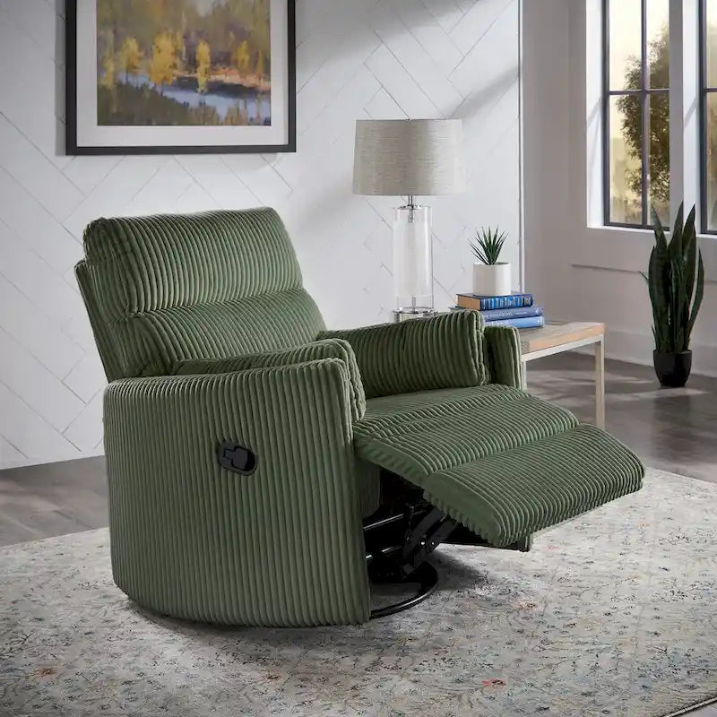 Montclair Plush Corduroy Fabric Manual Swivel Glider Recliner by Classic