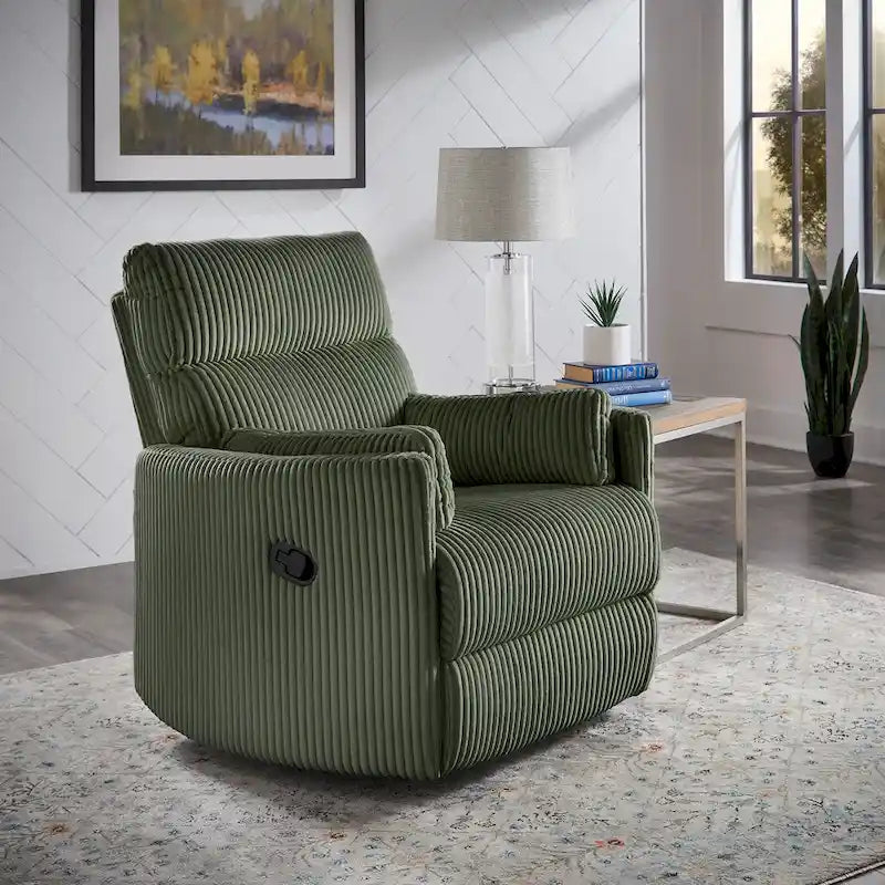 Sillón Reclinable Giratorio y Planeador Manual de Pana de Peluche
