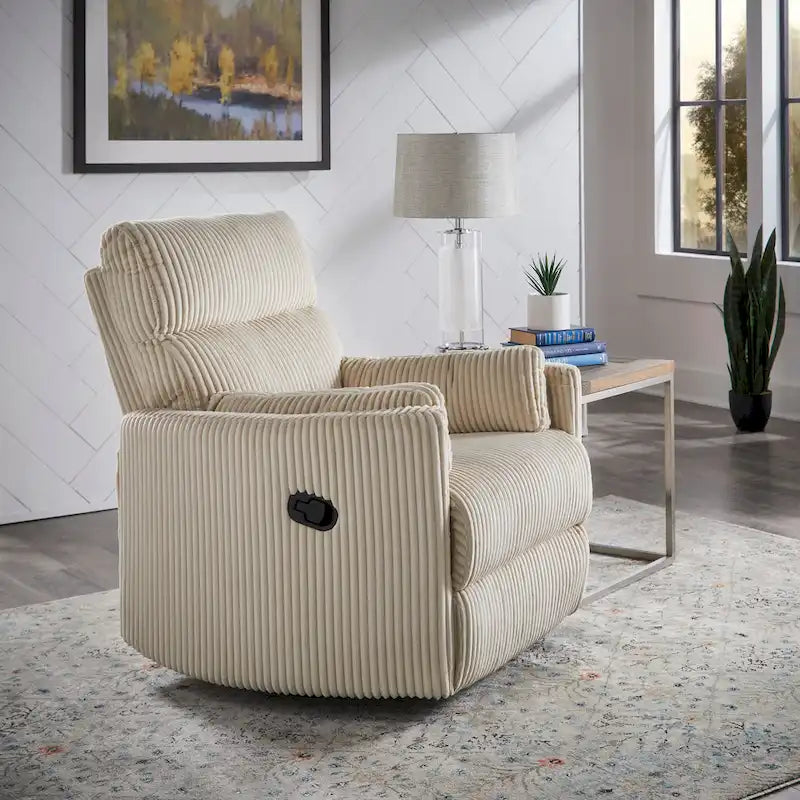 Sillón Reclinable Giratorio y Planeador Manual de Pana de Peluche