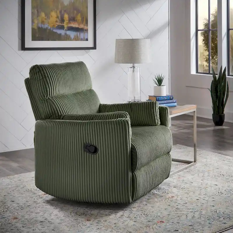 Sillón Reclinable Giratorio y Planeador Manual de Pana de Peluche