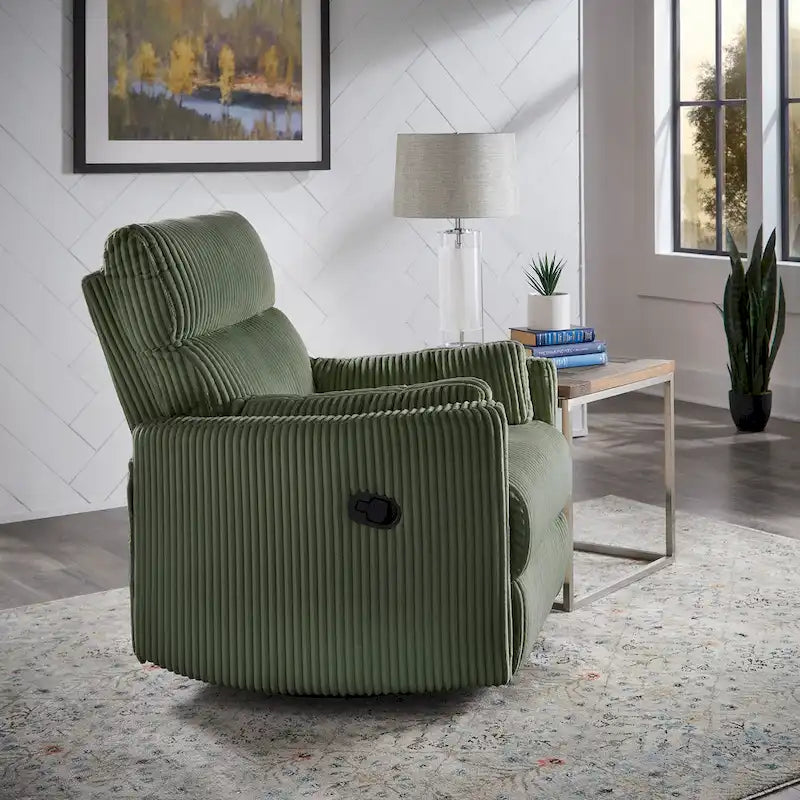 Sillón Reclinable Giratorio y Planeador Manual de Pana de Peluche