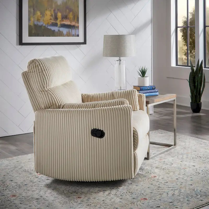 Sillón Reclinable Giratorio y Planeador Manual de Pana de Peluche