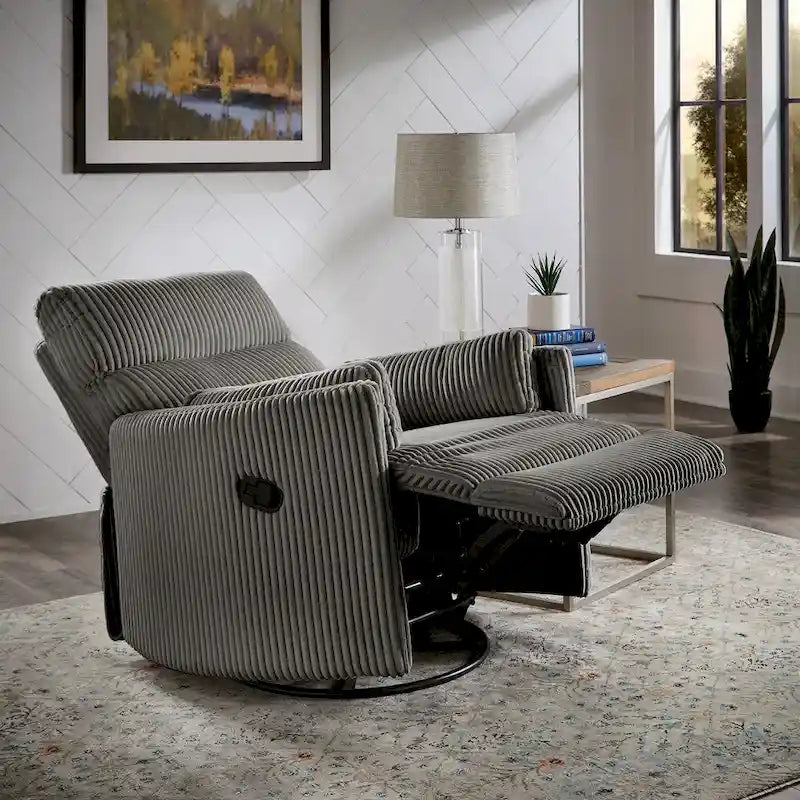 Sillón Reclinable Giratorio y Planeador Manual de Pana de Peluche