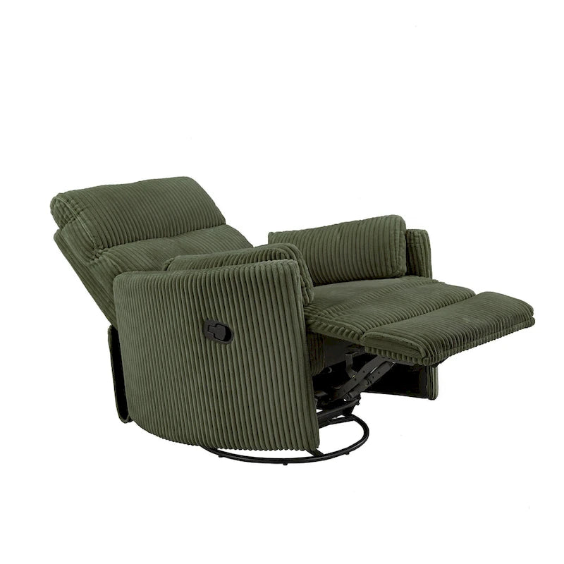 Sillón Reclinable Giratorio y Planeador Manual de Pana de Peluche