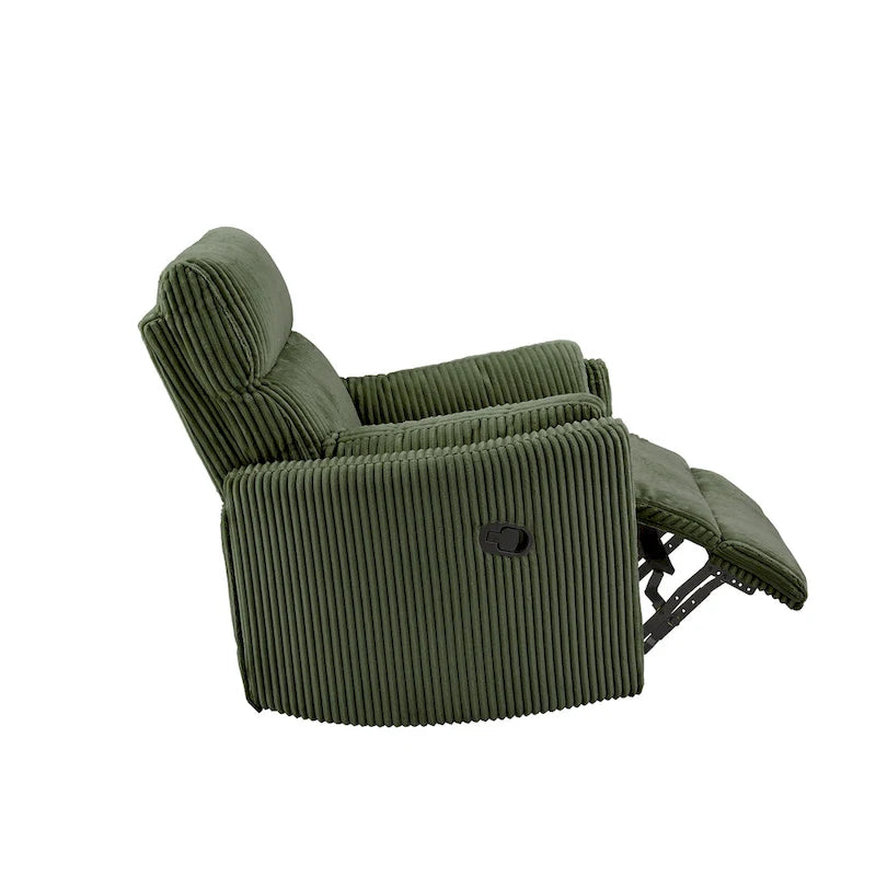 Sillón Reclinable Giratorio y Planeador Manual de Pana de Peluche