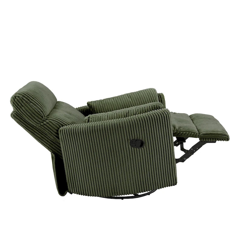 Sillón Reclinable Giratorio y Planeador Manual de Pana de Peluche