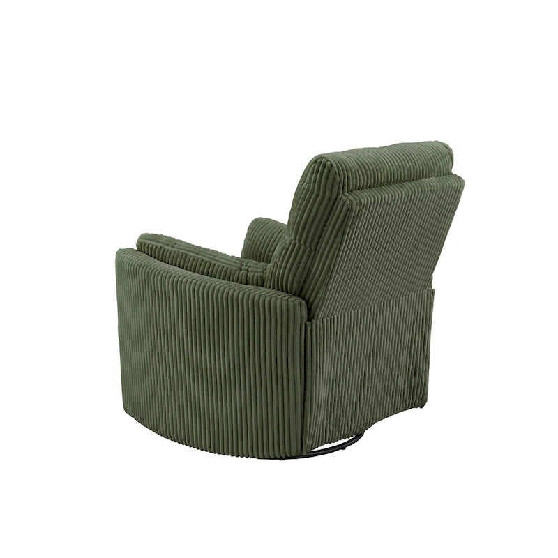 Sillón Reclinable Giratorio y Planeador Manual de Pana de Peluche