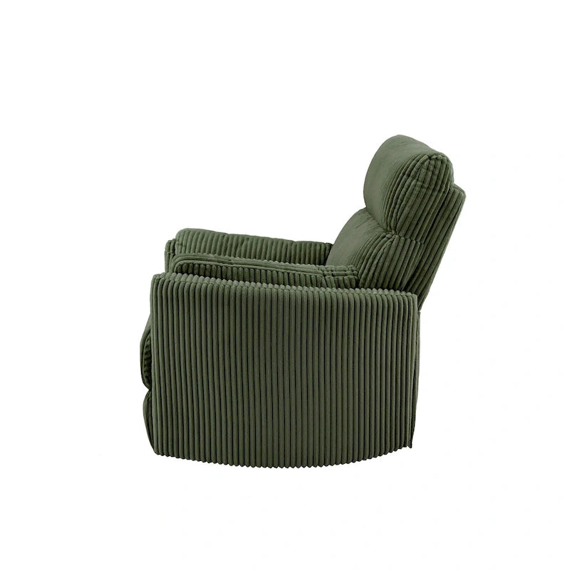 Sillón Reclinable Giratorio y Planeador Manual de Pana de Peluche