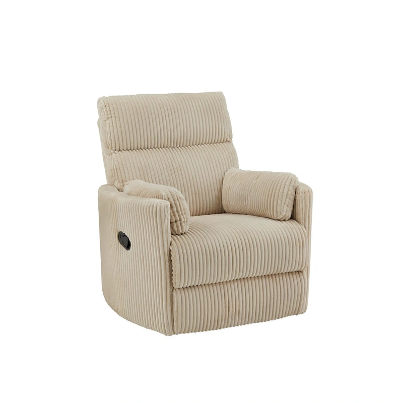Sillón Reclinable Giratorio y Planeador Manual de Pana de Peluche