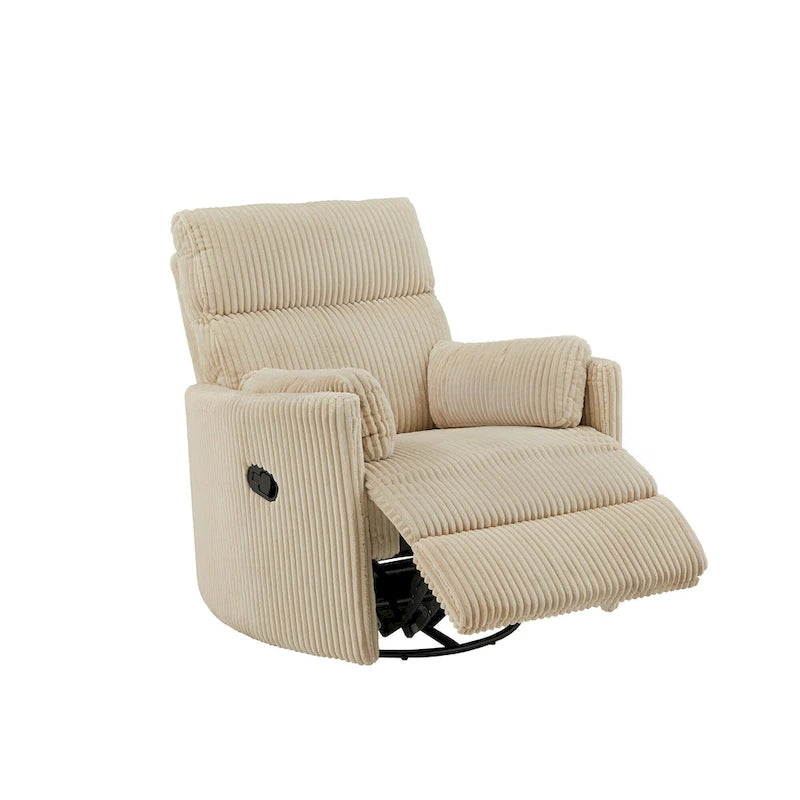 Sillón Reclinable Giratorio y Planeador Manual de Pana de Peluche