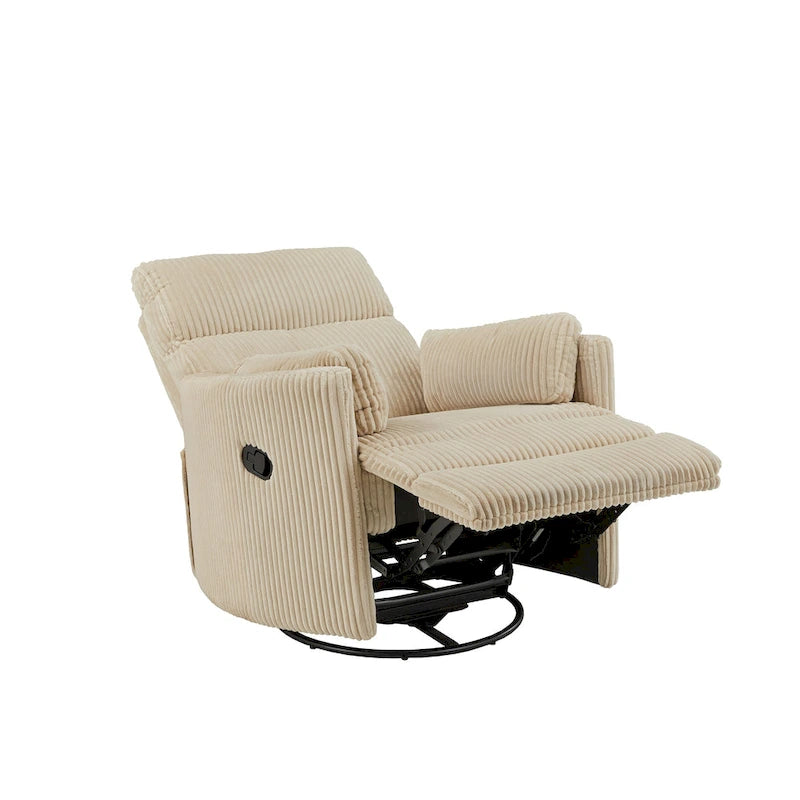 Sillón Reclinable Giratorio y Planeador Manual de Pana de Peluche