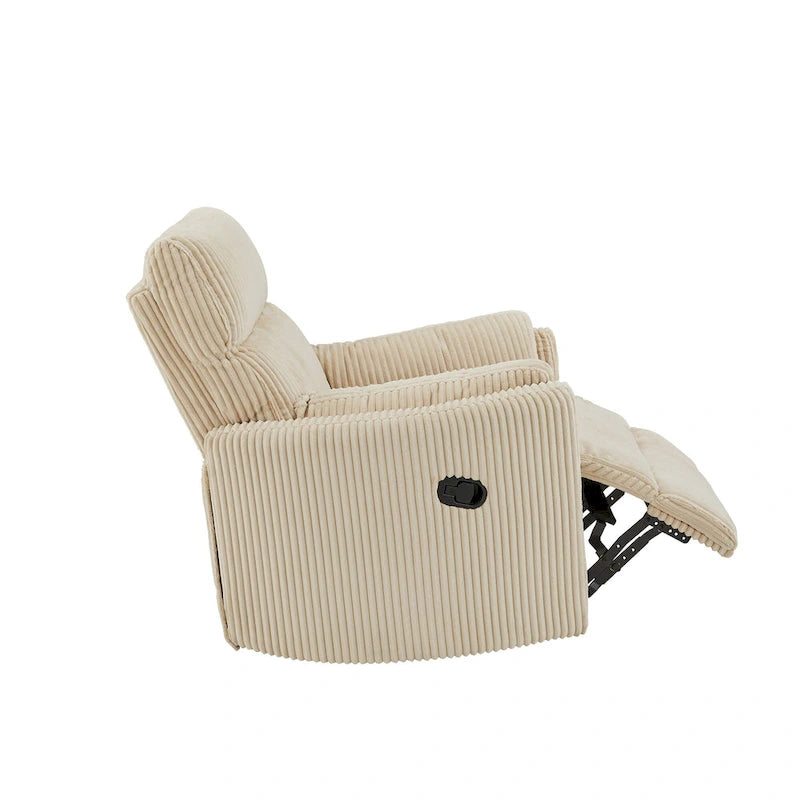 Sillón Reclinable Giratorio y Planeador Manual de Pana de Peluche