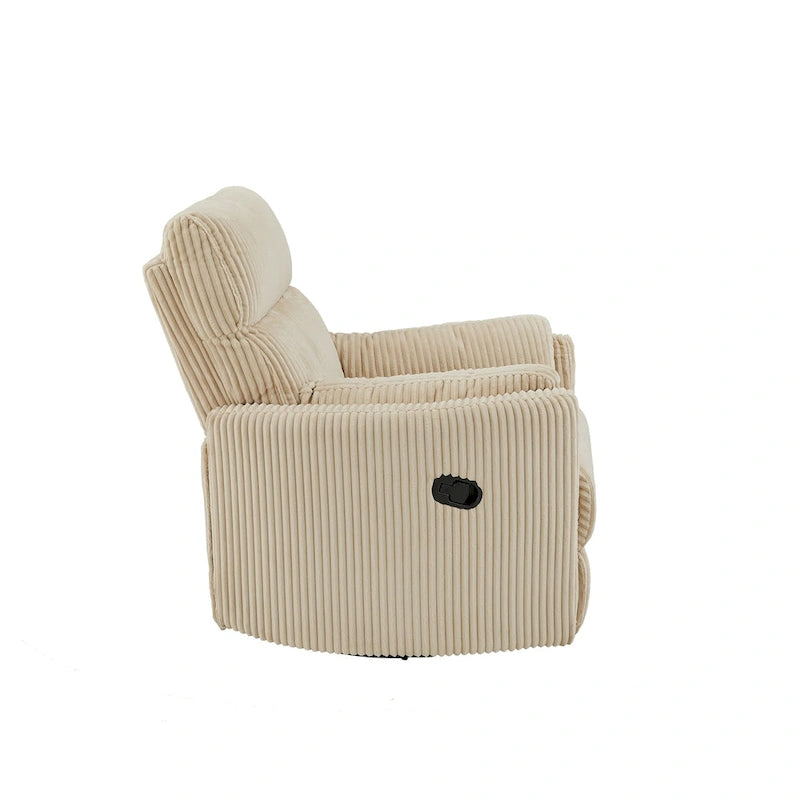 Sillón Reclinable Giratorio y Planeador Manual de Pana de Peluche