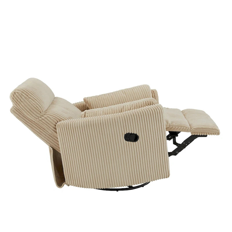 Sillón Reclinable Giratorio y Planeador Manual de Pana de Peluche