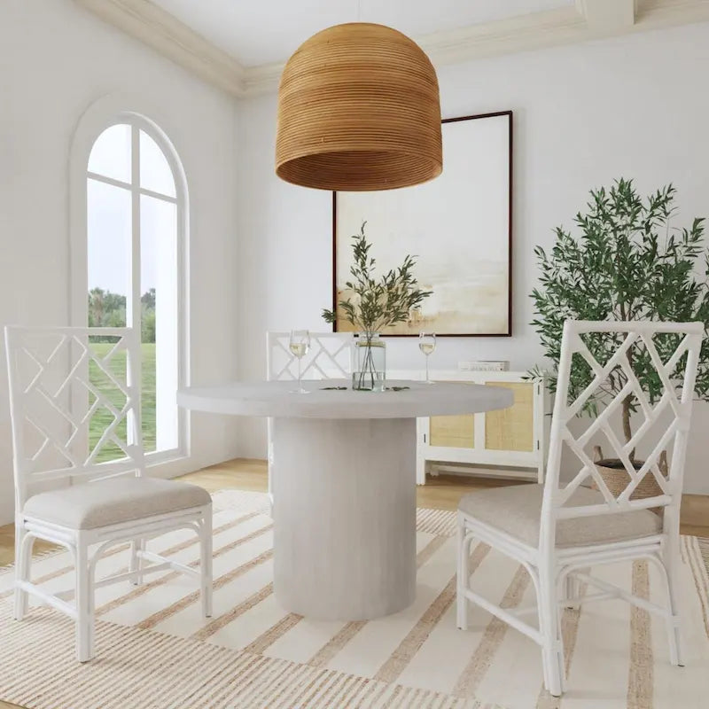 Sillas de comedor tapizadas Chippendale hechas a mano en ratán natural por