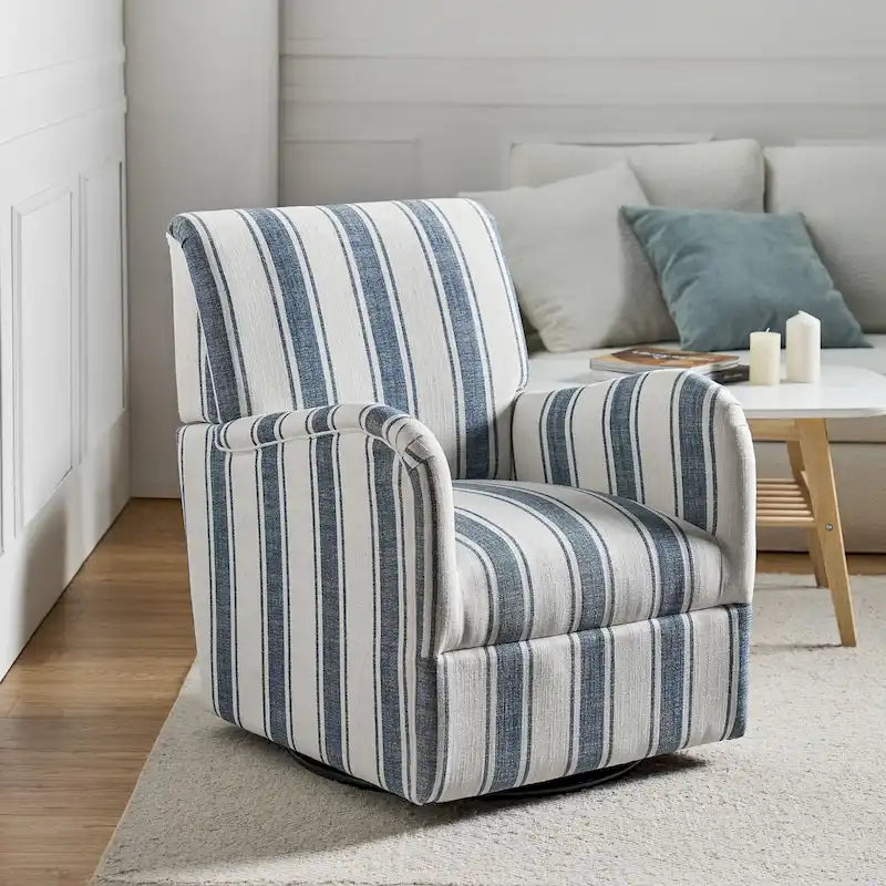 Sillón giratorio tradicional Pancy con diseño de rayas jacobeas