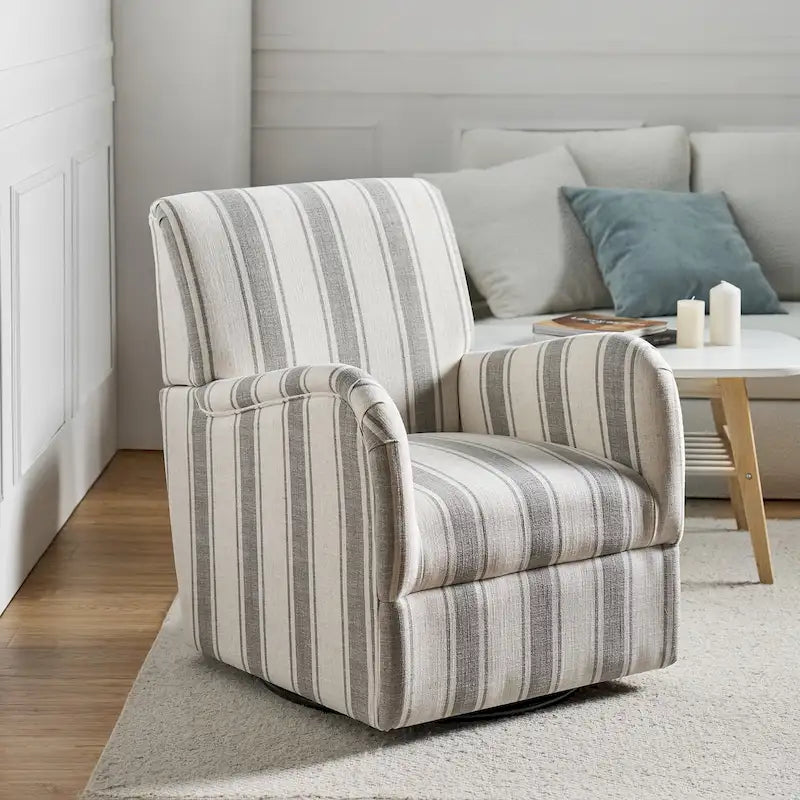 Sillón giratorio tradicional Pancy con diseño de rayas jacobeas