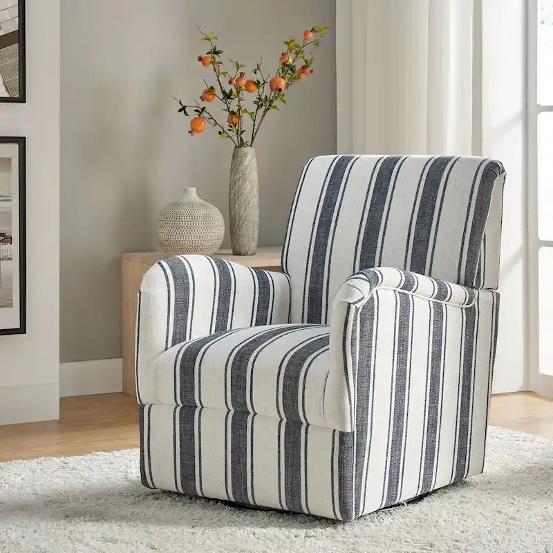 Sillón giratorio tradicional Pancy con diseño de rayas jacobeas