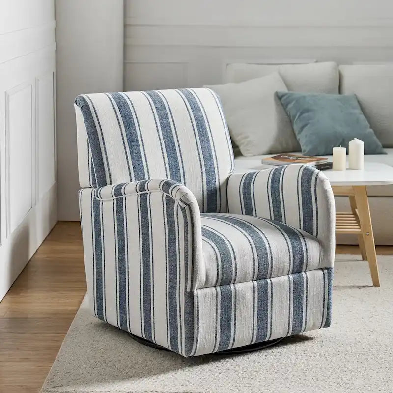 Sillón giratorio tradicional Pancy con diseño de rayas jacobeas