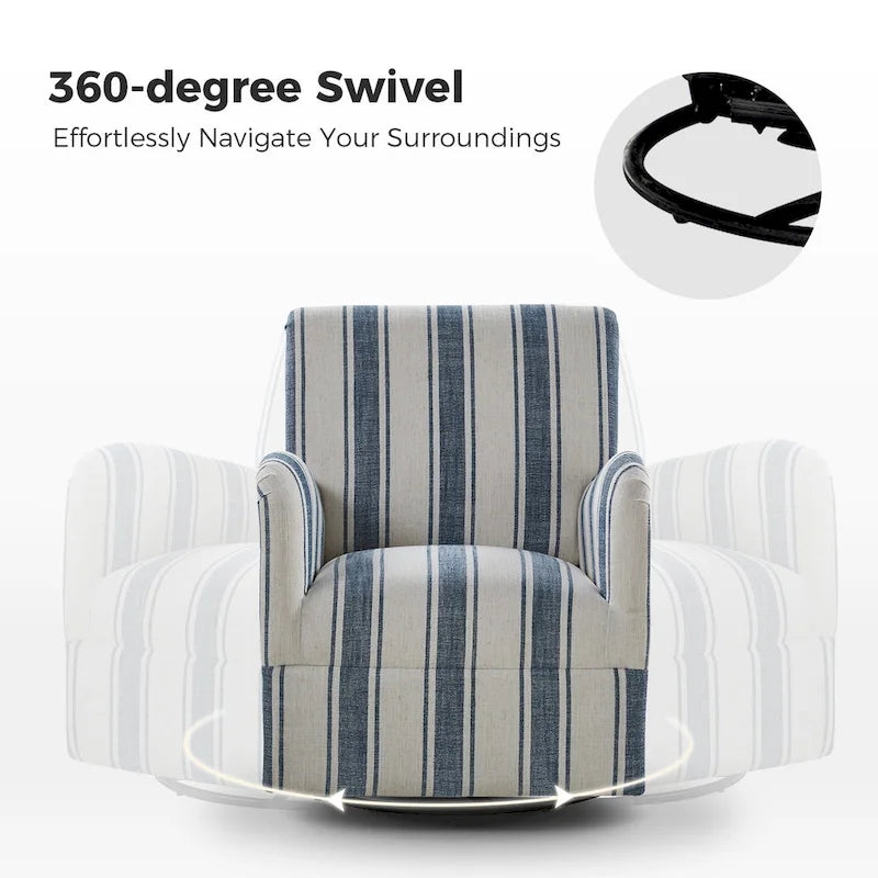 Sillón giratorio tradicional Pancy con diseño de rayas jacobeas