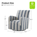 Sillón giratorio tradicional Pancy con diseño de rayas jacobeas