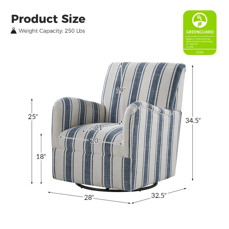 Sillón giratorio tradicional Pancy con diseño de rayas jacobeas