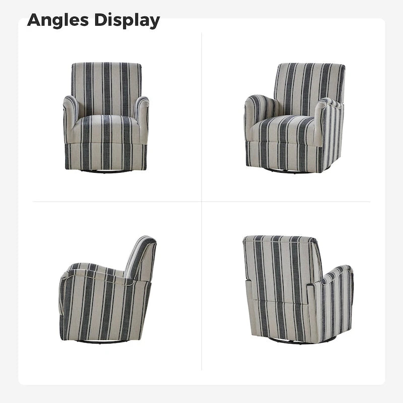 Sillón giratorio tradicional Pancy con diseño de rayas jacobeas