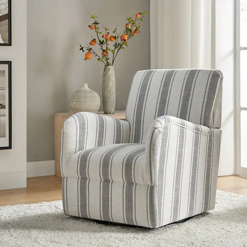Sillón giratorio tradicional Pancy con diseño de rayas jacobeas