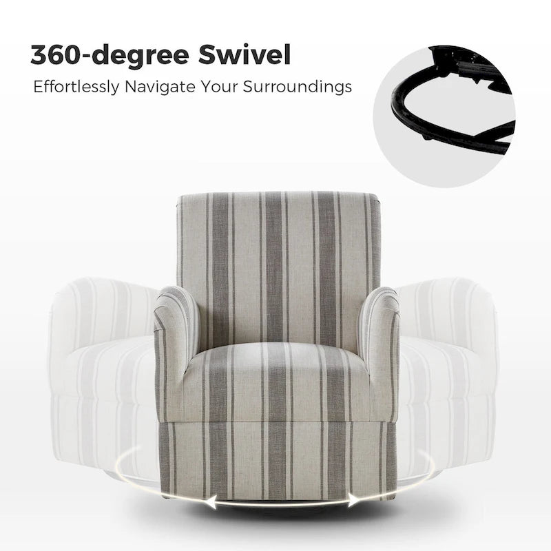 Sillón giratorio tradicional Pancy con diseño de rayas jacobeas