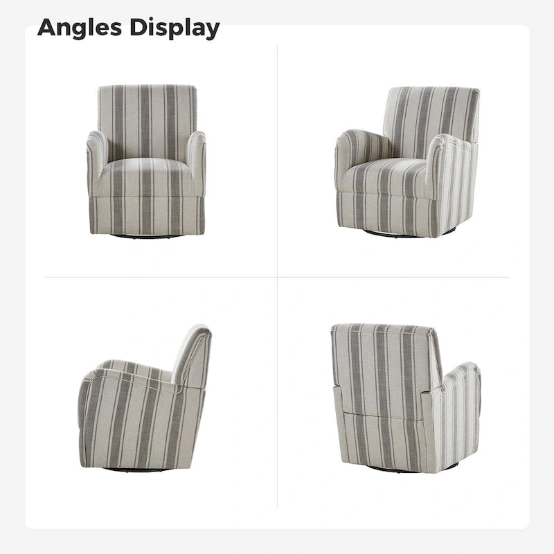 Sillón giratorio tradicional Pancy con diseño de rayas jacobeas
